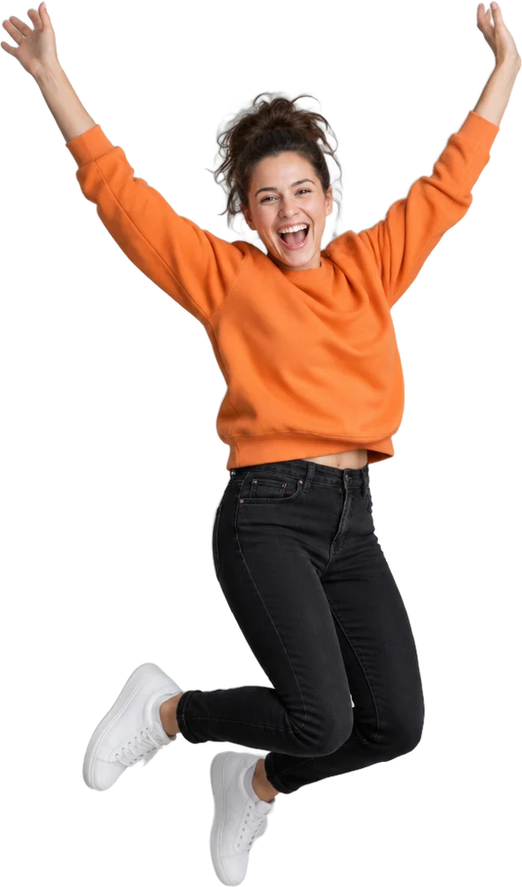 A woman jumping in the air