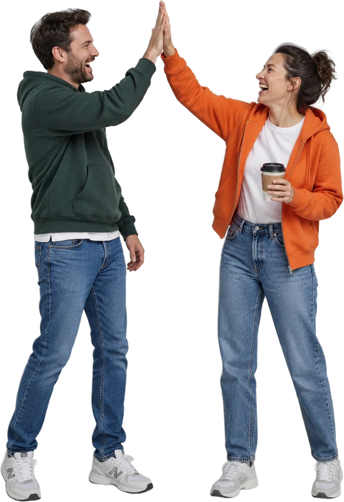 Two colleagues high-fiving