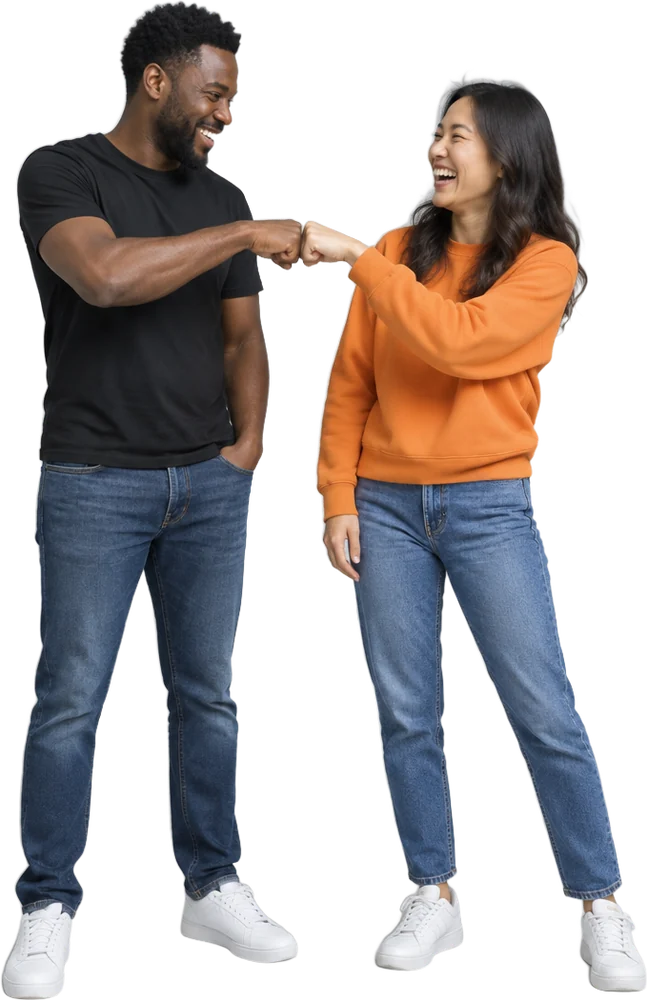 Two colleagues fist-bumping